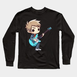 A boy playing his favourite guitar Long Sleeve T-Shirt